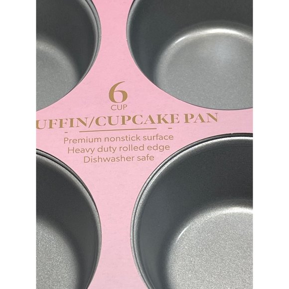 Paris Hilton Pink 6-Cup Nonstick Muffin/Cupcake Pan With Heavy-Duty Rolled Edge - Picture 2 of 4